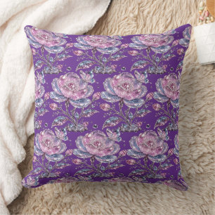 Elegant Dusty Rose Botanical Pattern Design Cushion