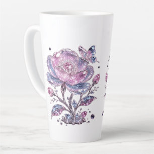 Elegant Dusty Rose Botanical Pattern Design Latte Mug