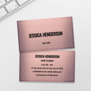 Elegant Dusty Rose Brushed Metallic Business Card