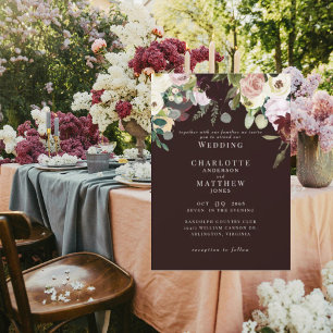 Elegant Dusty Rose & Burgundy No Parents Wedding Invitation