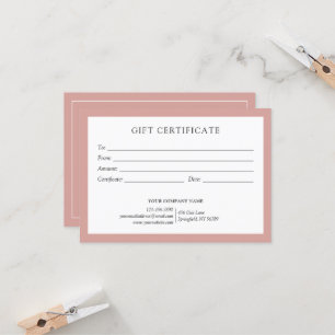 Elegant Dusty Rose Business Gift Certificate Logo