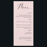 Elegant Dusty Rose Calligraphy Wedding / Reception Menu<br><div class="desc">Elegant dusty rose wedding or dinner reception Menu card. Contemporary, simple and elegant design with beautiful modern hand written calligraphy. Front and back background colour in dusty rose tone. Ability to change both front and / or back background colour by selecting "customise further". Design available in a variety of colour...</div>