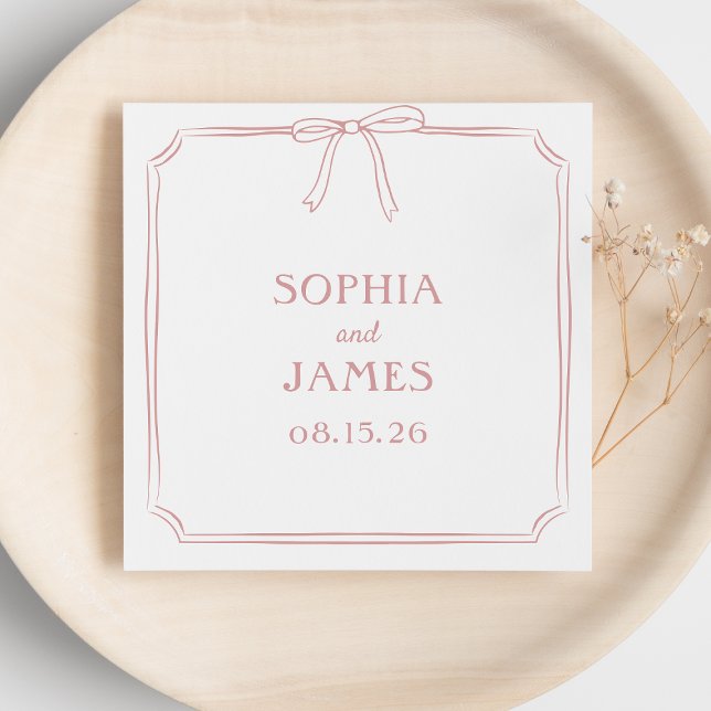 Elegant Dusty Rose Chic Simple Classic Bow Wedding Napkin (Creator Uploaded)