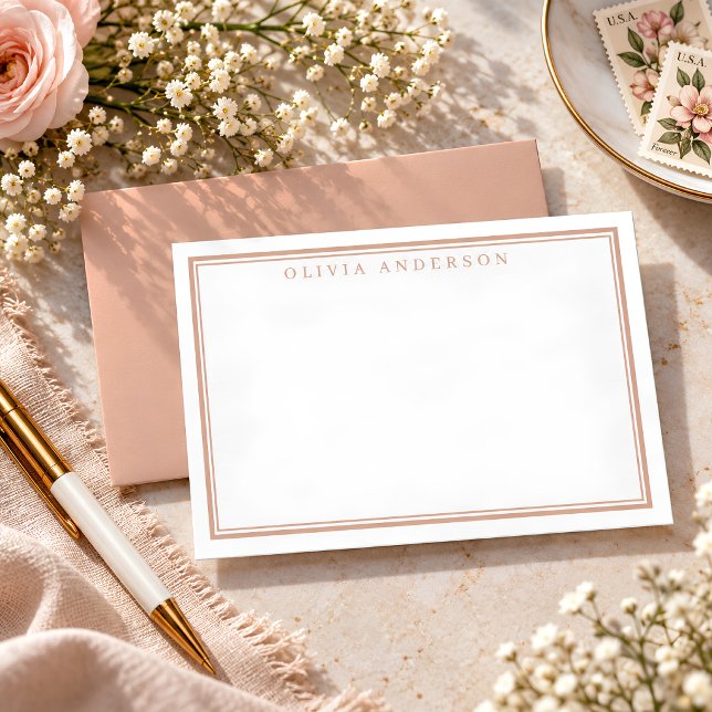 Elegant Dusty Rose Double Border Note Card (Creator Uploaded)