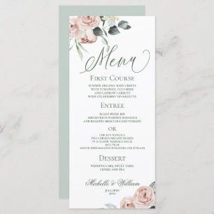 Elegant Dusty Rose Eucalyptus Wedding   Menu