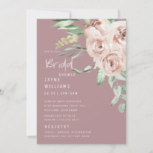 Elegant Dusty Rose Floral Bridal Shower   Invitation