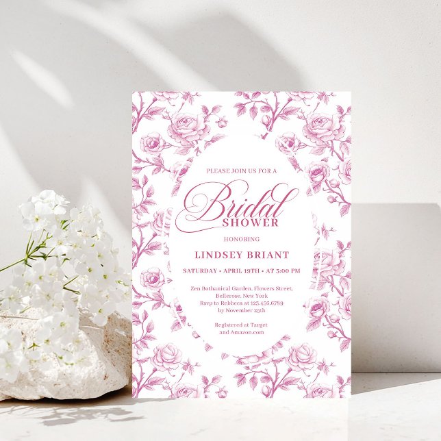 Elegant Dusty Rose Floral Bridal Shower Invitation (Elegant Dusty Rose Floral Bridal Shower Invitation)