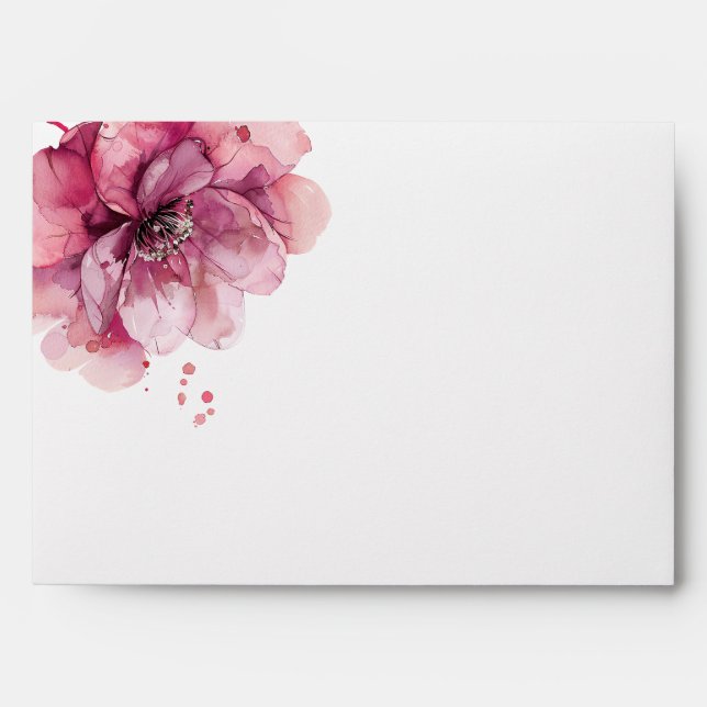 Elegant Dusty Rose Floral Return Address Envelope (Front)