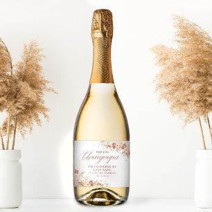 Elegant Dusty Rose Floral Sparkling Wine Label