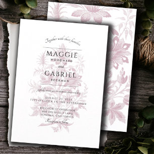 Elegant Dusty Rose Floral Wedding Invitation