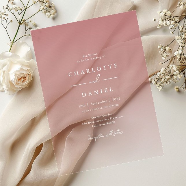 Elegant Dusty Rose Gradient Acrylic Wedding Acrylic Invitations (Elegant Dusty Rose Gradient Acrylic Wedding Acrylic Invitations)
