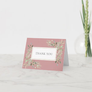 Elegant Dusty Rose Greenery Wedding Card