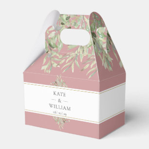 Elegant Dusty Rose Greenery Wedding Favour Box