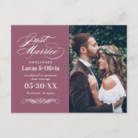 Elegant Dusty Rose Just Married Photo