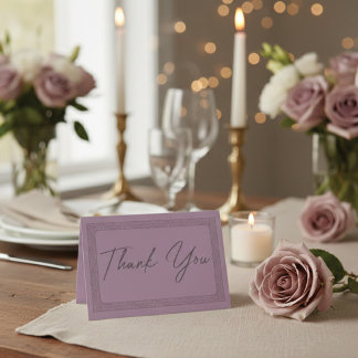 Elegant Dusty Rose Mauve Frame Script Wedding Thank You Card