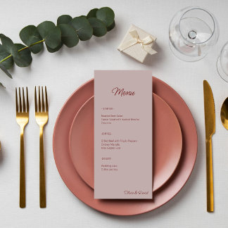 Elegant Dusty Rose Minimalist  Menu