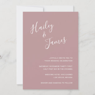 Elegant Dusty Rose Modern Wedding Invitation