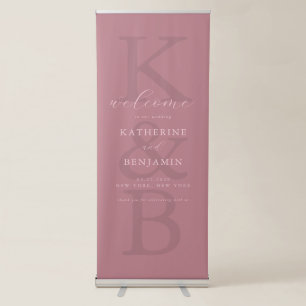 Elegant Dusty Rose Modern Wedding Welcome Retractable Banner