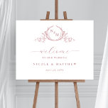 Elegant Dusty Rose Monogram Wedding Welcome Sign<br><div class="desc">Welcome your guests with this elegant monogrammed welcome wedding sign. Design with an exquisite dusty rose hand-drawn botanical monogram with the initials of the couple and an attractive mixture of modern handwritten calligraphy and block typography. Available in many size options. IMPORTANT NOTE: This sign is in premium poster paper style,...</div>