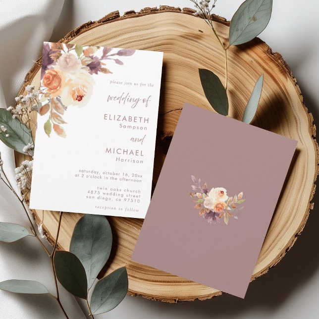 Elegant Dusty Rose Neutral Floral Wedding Invitation (Creator Uploaded)