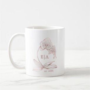 Elegant Dusty Rose Orchid Monogram Wedding Mug