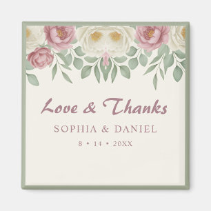 Elegant Dusty Rose Peony Floral Wedding Favour Magnet