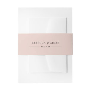 Elegant Dusty Rose Personalised Names Wedding Invitation Belly Band