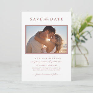 Elegant Dusty Rose Photo Frame Wedding Save The Date