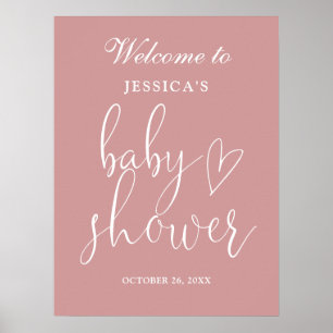 Elegant Dusty Rose Pink Baby Shower Welcome Sign