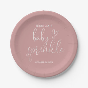 Elegant Dusty Rose Pink Baby Sprinkle Shower Paper Plate