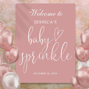 Elegant Dusty Rose Pink Baby Sprinkle Welcome Sign