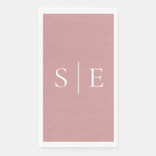 Elegant Dusty Rose Pink Monogram Minimalist  Napkin