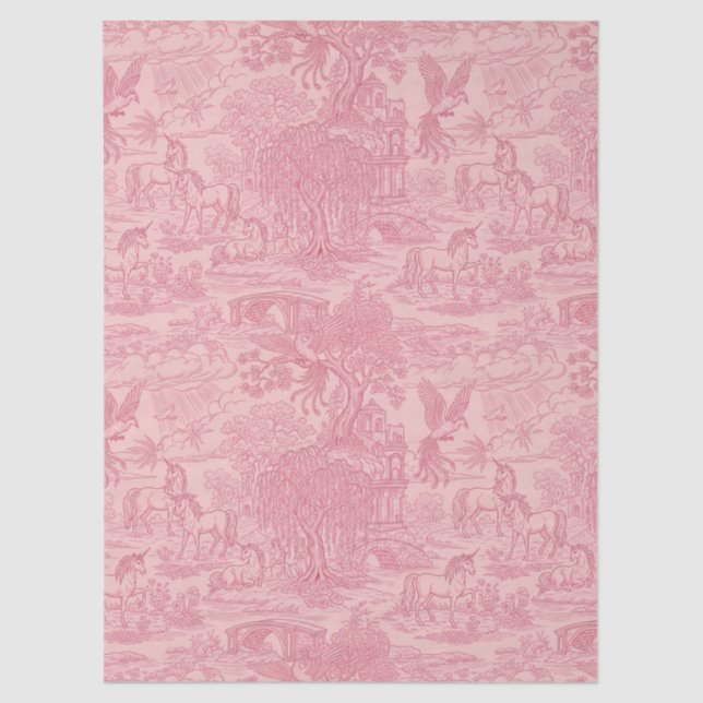 Elegant Dusty Rose Pink Rococo Revival Toile  Tissue Paper (Front)