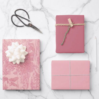 Elegant Dusty Rose Pink Rococo Revival Toile Wrapping Paper Sheet
