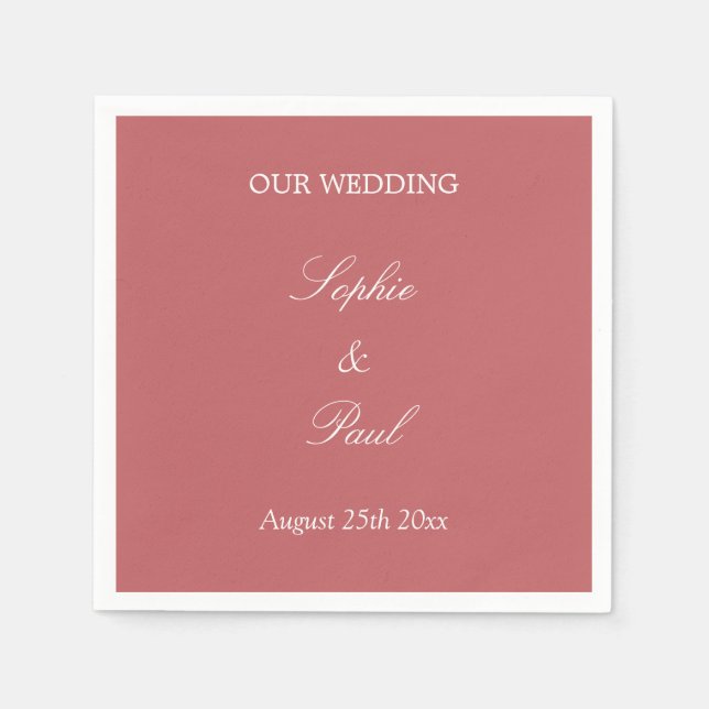Elegant Dusty Rose Pink Wedding Napkins (Front)