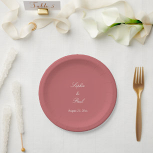 Elegant Dusty Rose Pink Wedding Paper Plates