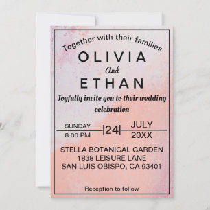 Elegant Dusty Rose Rustic Abstract Wedding Invitation