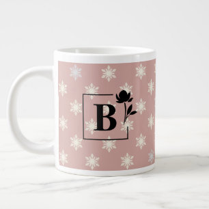 Elegant Dusty Rose Snowflake Monogram Mug