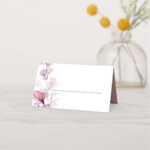 Elegant Dusty Rose Transparent Floral Wedding Place Card
