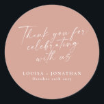 Elegant Dusty Rose Trendy Script Custom Thank You Classic Round Sticker<br><div class="desc">Elegant Dusty Rose Trendy Script Custom Thank You Classic Round Sticker</div>