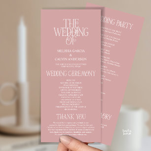 Elegant Dusty Rose Typography Wedding Program Programme