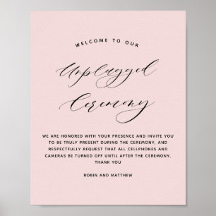 Elegant Dusty Rose Unplugged Ceremony Wedding Sign