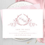 Elegant Dusty Rose Watercolor Monogram Wedding Save The Date<br><div class="desc">Announce your wedding date with this striking wedding save the date card featuring exquisite hand drawn botanical monogram elegantly framing couples initials in dusty rose hues. Simple, elegant, timeless and clean style. Back with beautiful watercolor wash background in dusty rose and blush pink hues and extra text sections for any...</div>