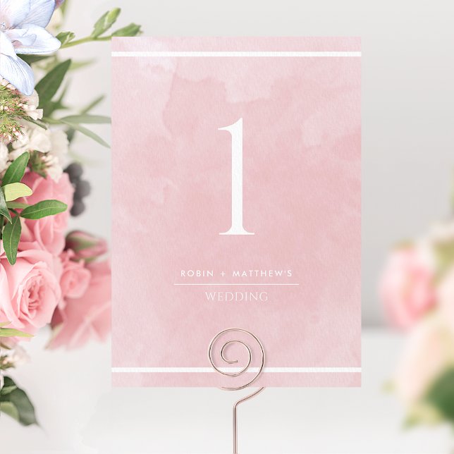 Elegant Dusty Rose Watercolor Table Number (Creator Uploaded)