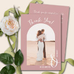 Elegant Dusty Rose Wedding Photo Thank You Card<br><div class="desc">Elegant simple wedding thank you features your photo on the front and your thank you message on the back of this dusty rose flat card. Use our message or type in your own.</div>