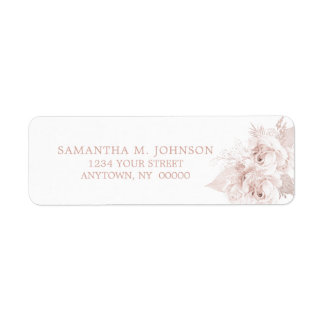 Elegant Dusty Rose White Floral Return Address