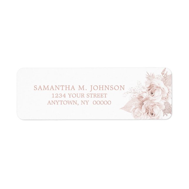 Elegant Dusty Rose White Floral Return Address (Front)