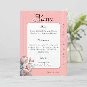 Elegant  Dusty Rose White Teal Floral Wedding  Invitation