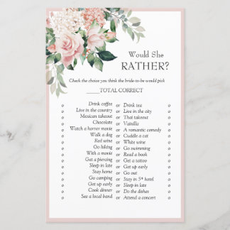 Elegant Dusty Rose Would She Rather Game Flyer