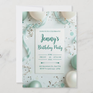 Elegant Dusty Sage Green Confetti Party Invitation